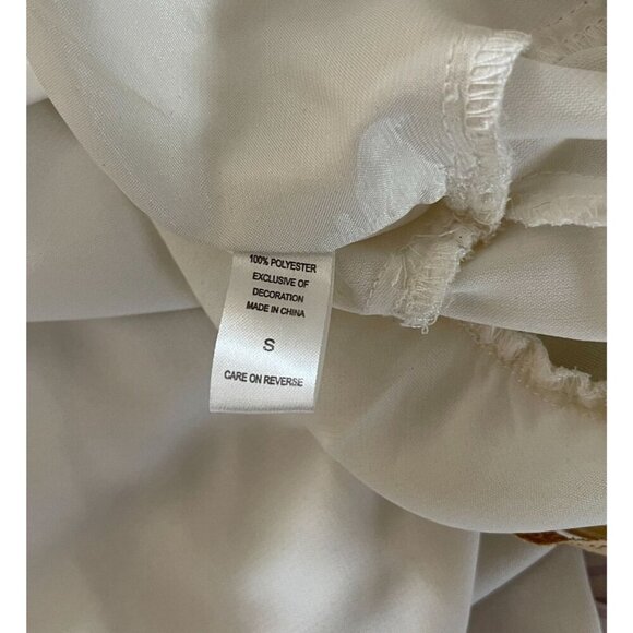 Flora Nikrooz S Chiffon Satin Nightgown Rosette Strap Back Tie Bridal Negligee - Picture 7 of 8